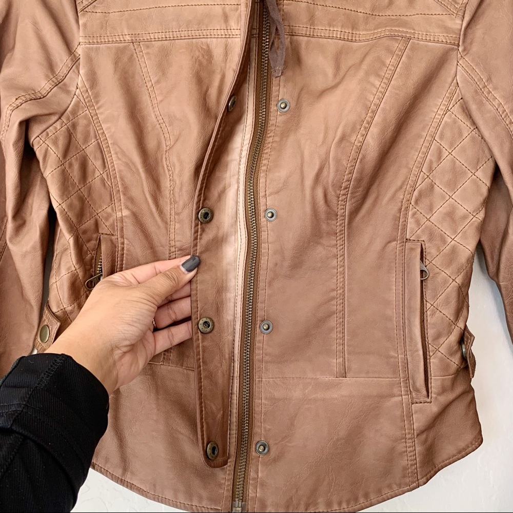 Anthropologie Hei Hei Vegan Leather Bomber Moto Jacket XXSmall - Picture 6 of 16